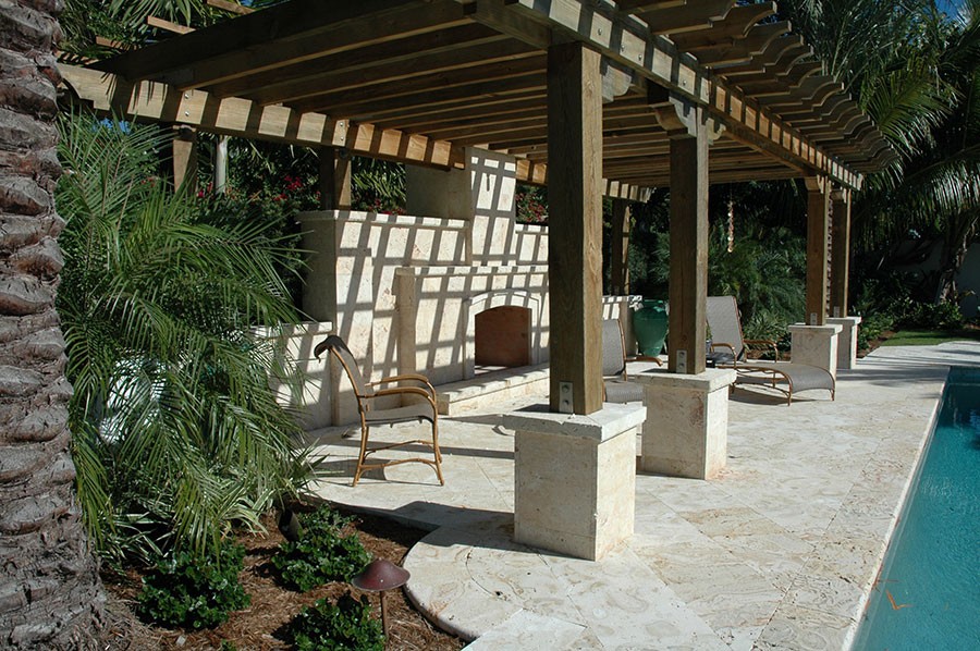coralina pavers used in a pool house